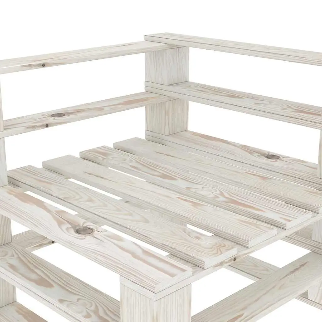 Outdoor Garden Pallet Sofa White Solid Pinewood 2-Seater
