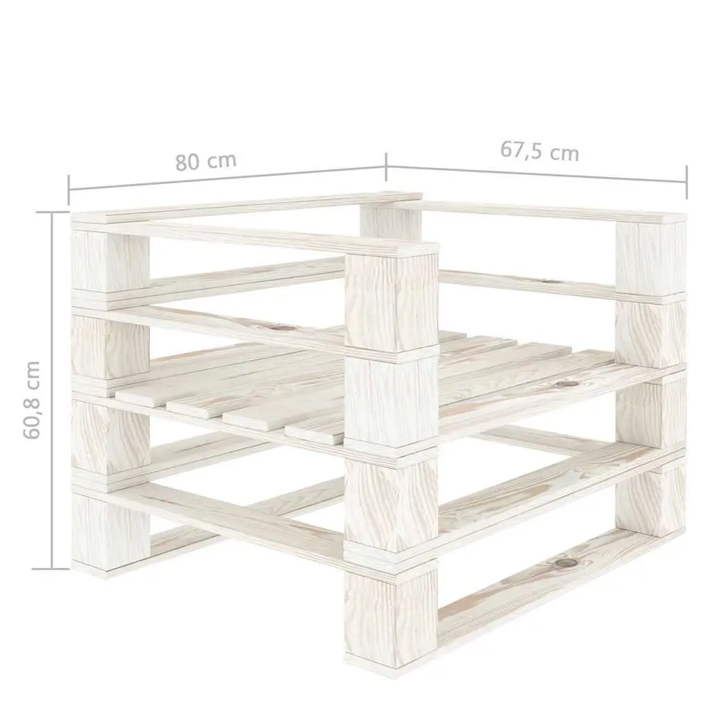 5 Piece Garden Pallet Lounge Set White Wooden Sofa Coffee Table