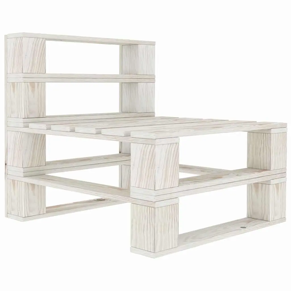 5 Piece Garden Pallet Lounge Set White Wooden Sofa Coffee Table
