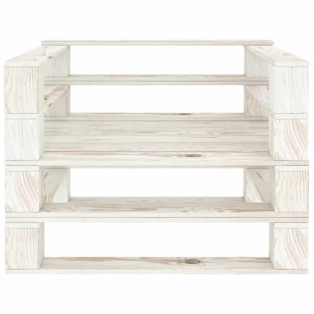 5 Piece Garden Pallet Lounge Set White Wooden Sofa Coffee Table