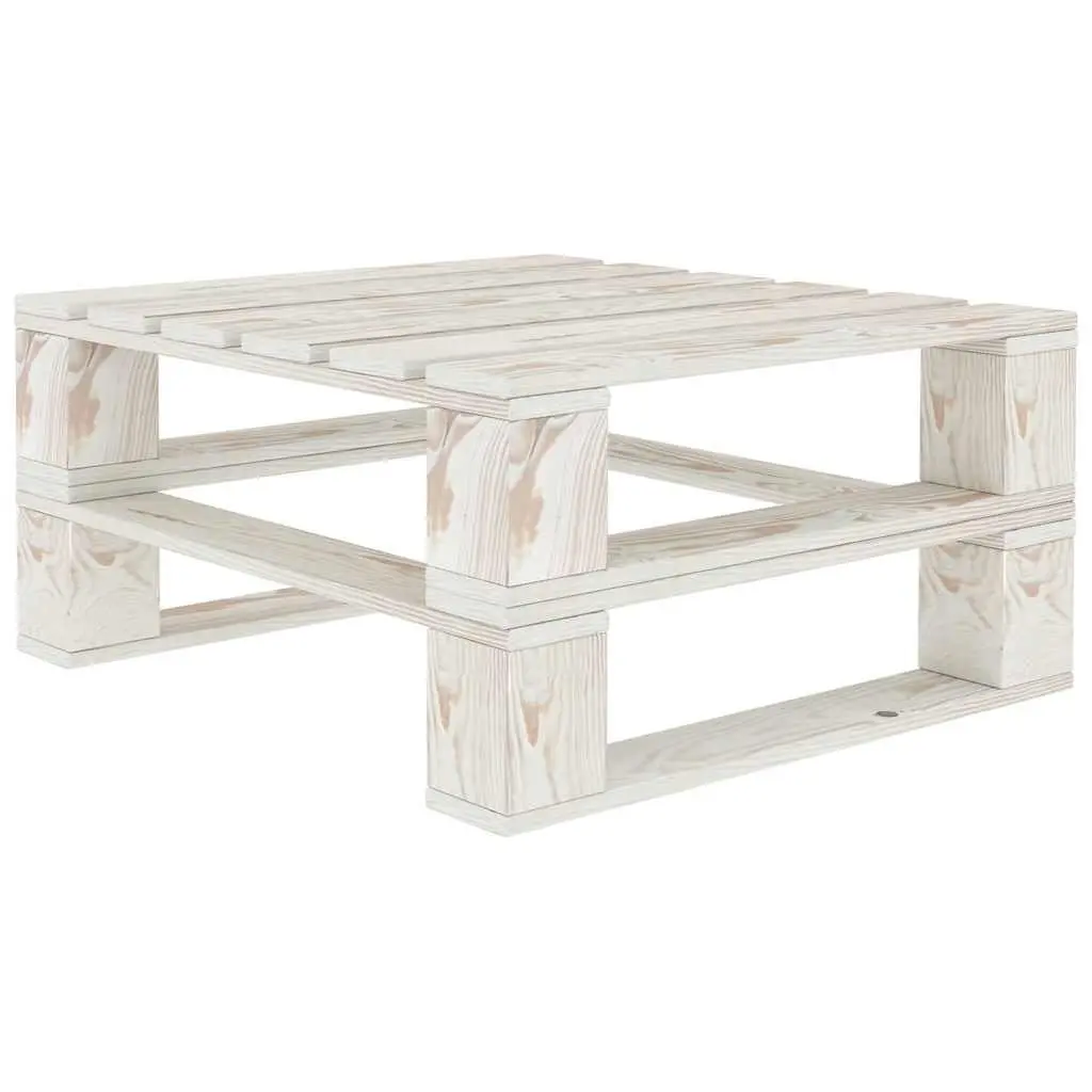 5 Piece Garden Pallet Lounge Set White Wooden Sofa Coffee Table