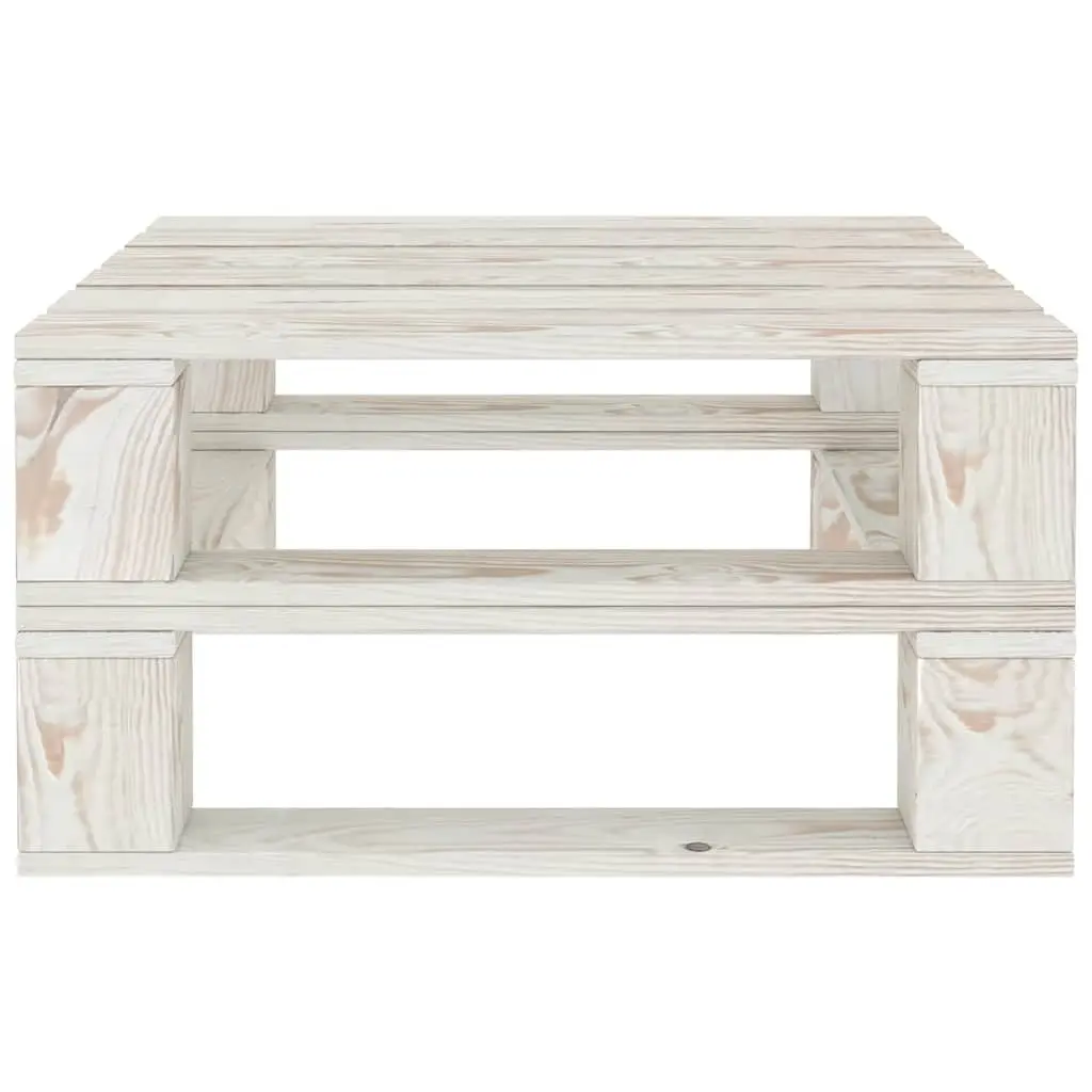 5 Piece Garden Pallet Lounge Set White Wooden Sofa Coffee Table