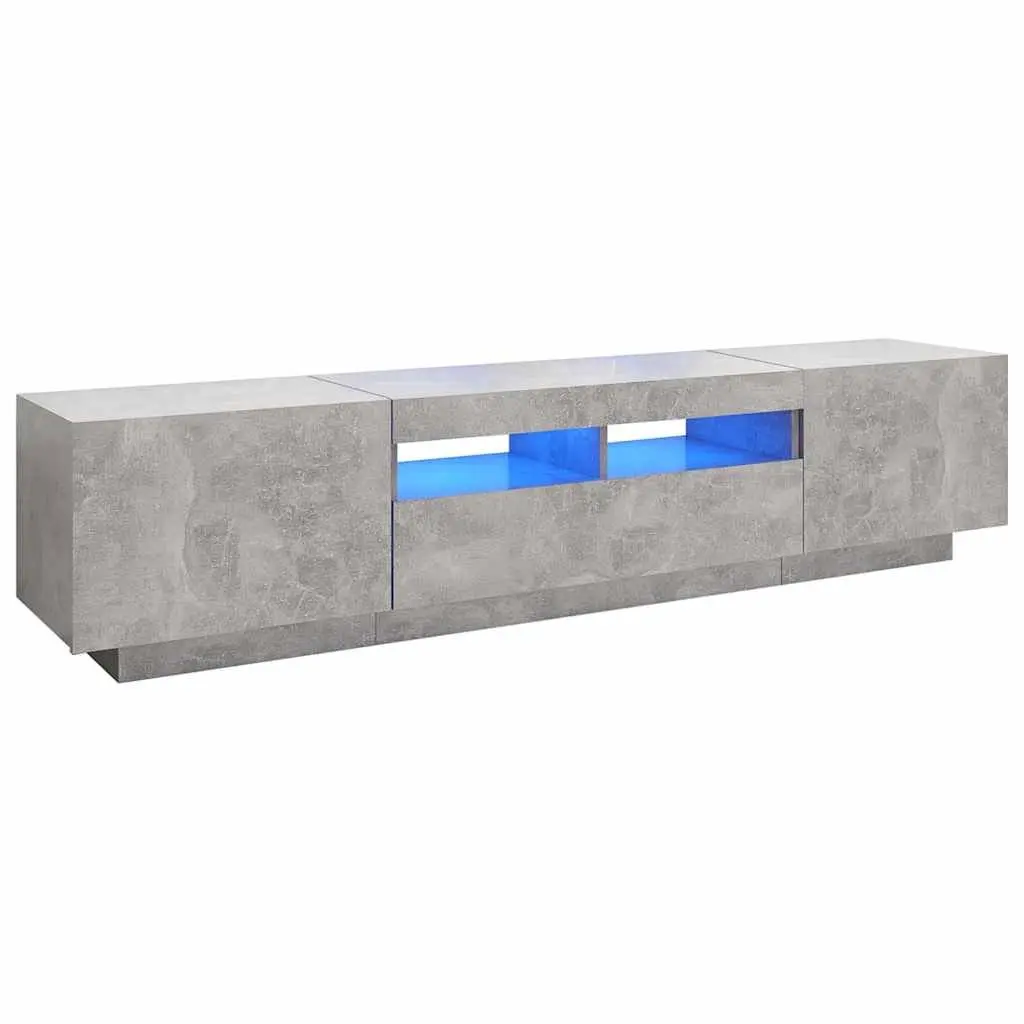 TV Cabinet with RGB LED Lights Grey Modern Media Storage Unit 180cm