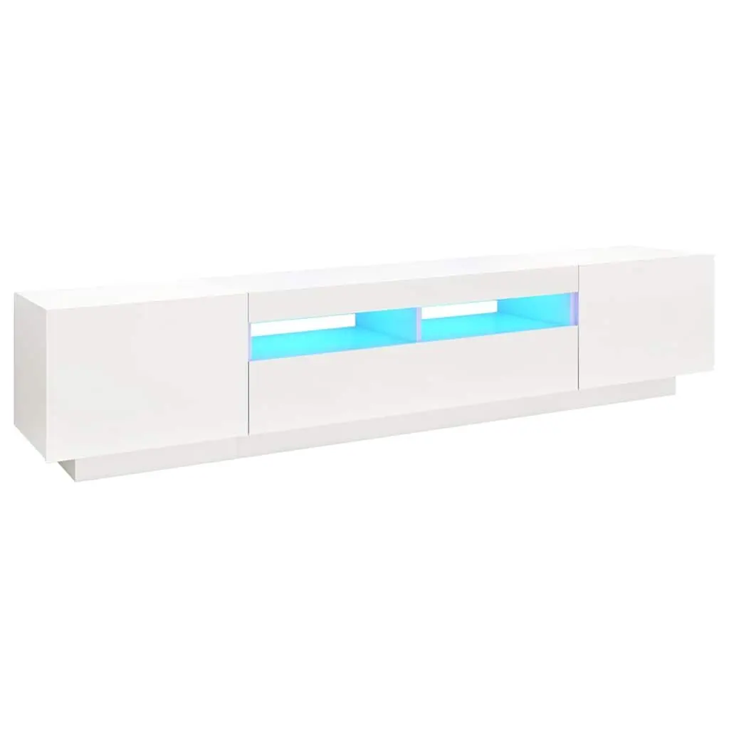 TV Cabinet RGB LED Lights White Modern Storage Unit 200x35x40 cm
