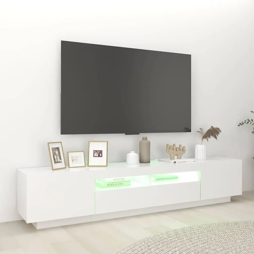 TV Cabinet RGB LED Lights White Modern Storage Unit 200x35x40 cm