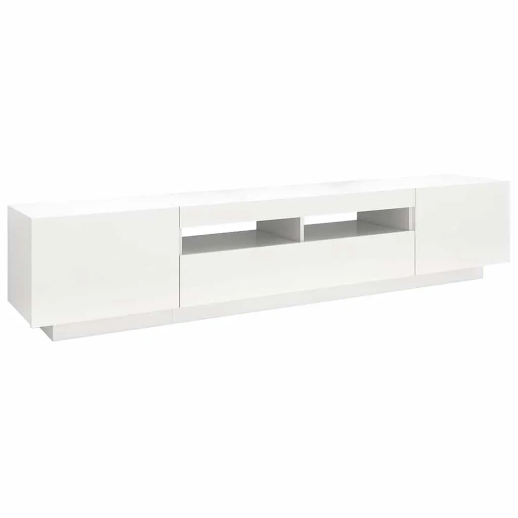 TV Cabinet RGB LED Lights White Modern Storage Unit 200x35x40 cm