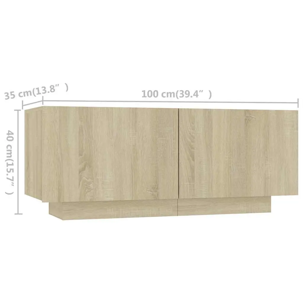 TV Cabinet with LED Lights Storage Unit Brown Sonoma Oak 200 x 35 x 40 cm