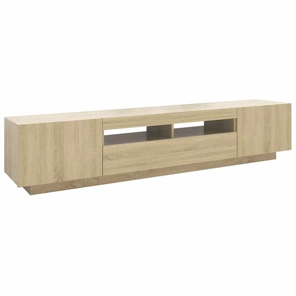 TV Cabinet with LED Lights Storage Unit Brown Sonoma Oak 200 x 35 x 40 cm
