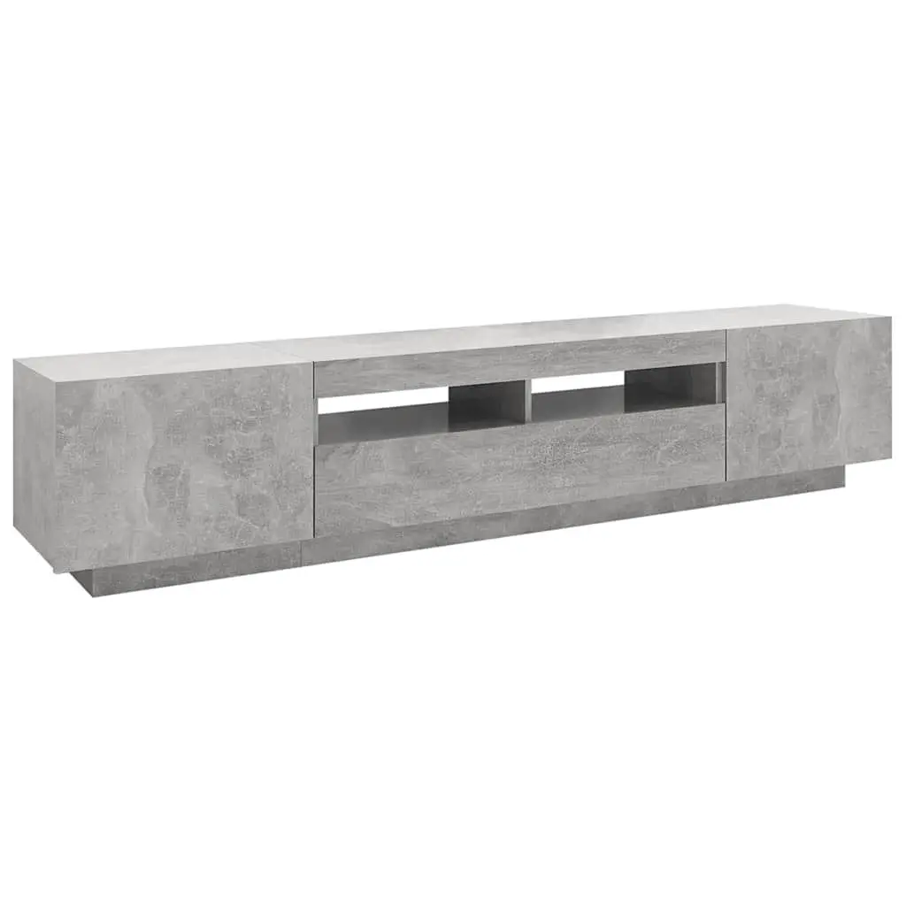 TV Cabinet with RGB LED Lights Grey Modern Living Room Storage Unit 200cm