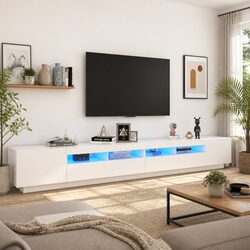 Your Perfect 300cm White TV Cabinet with LED Lights