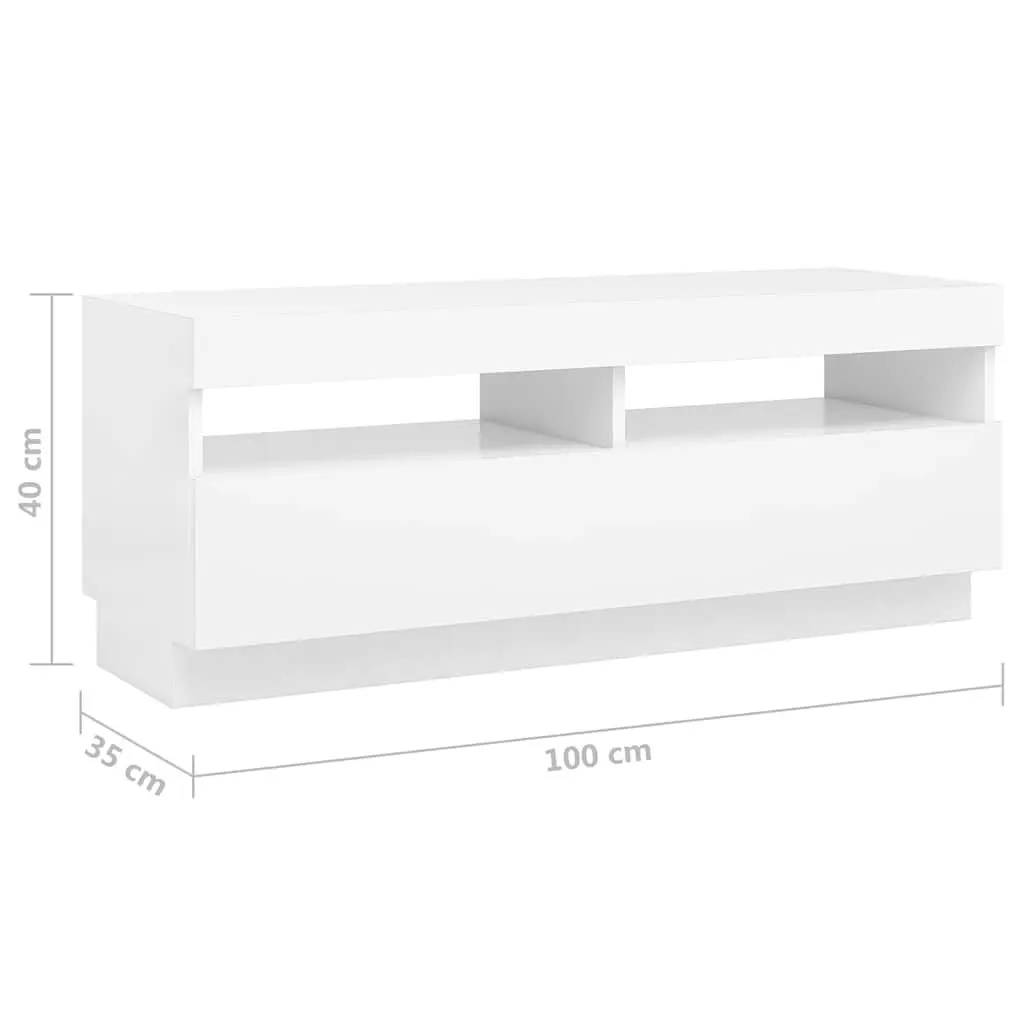 TV Cabinet White 300cm LED Lights Media Storage Unit Organiser Stand