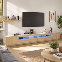 Your Friendly Brown Wood TV Cabinet with RGB Lights