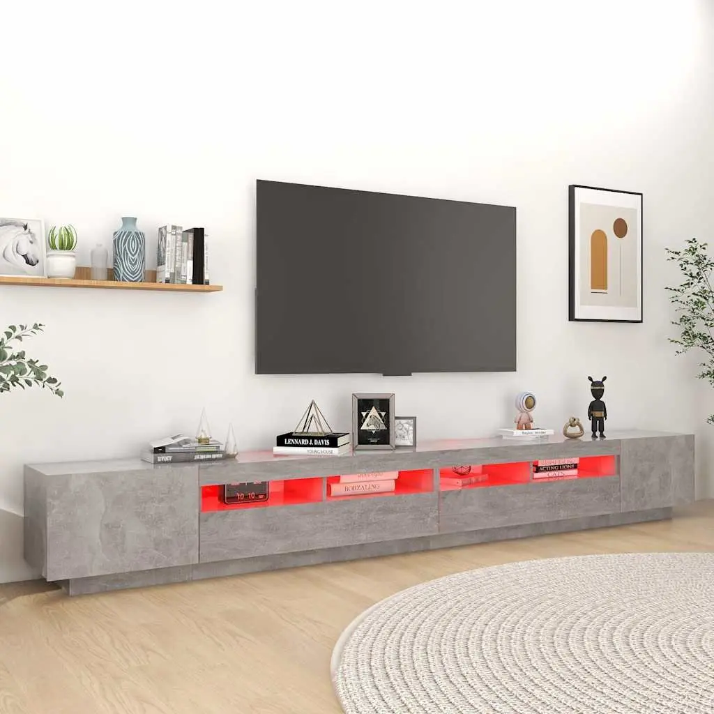 TV Cabinet with RGB LED Lights Modern Grey Media Storage Unit 300 x 35 x 40 cm