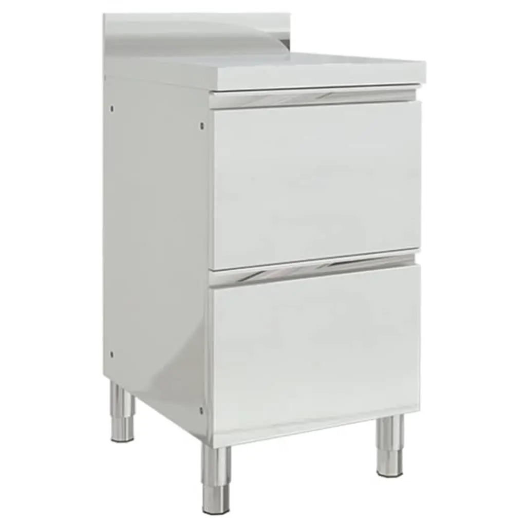 Stainless Steel Commercial Kitchen Storage Cabinet Adjustable Feet Backsplash Water Pipe Hole 2 Piece