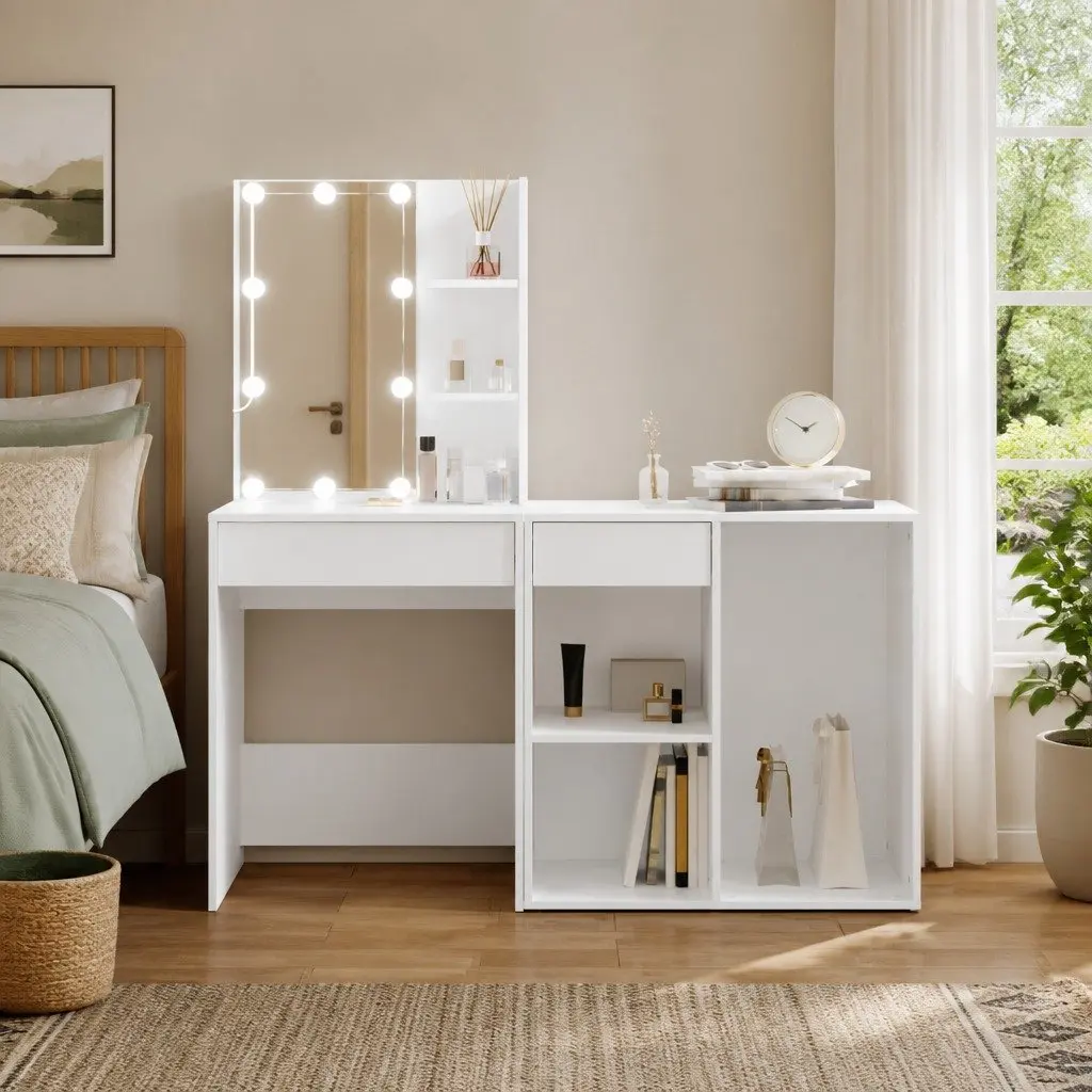 LED Dressing Table with Storage for Makeup