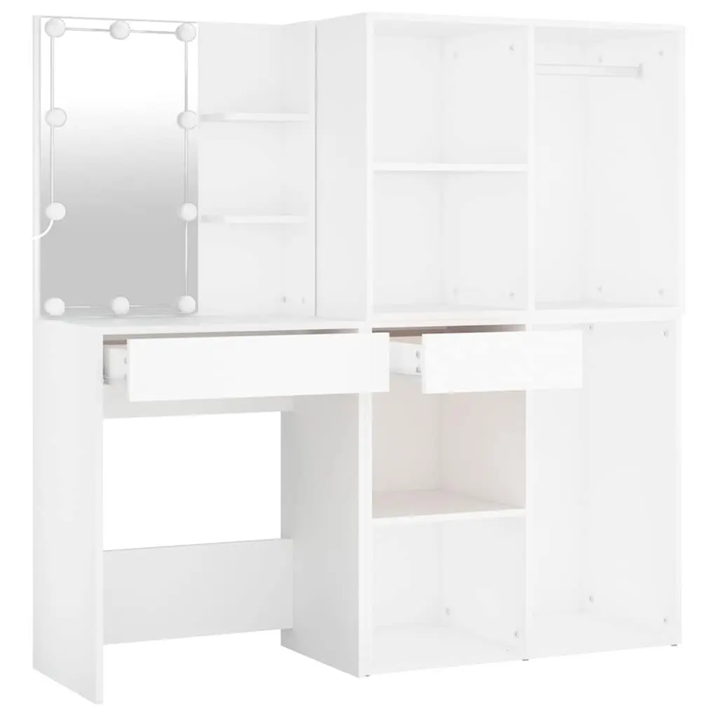 LED Dressing Table with Adjustable Light Modes and 2 Storage Cabinets White