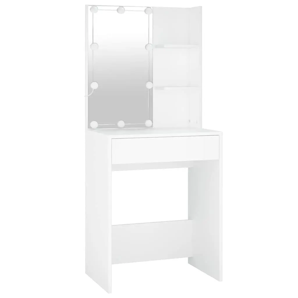 LED Dressing Table with Adjustable Light Modes and 2 Storage Cabinets White