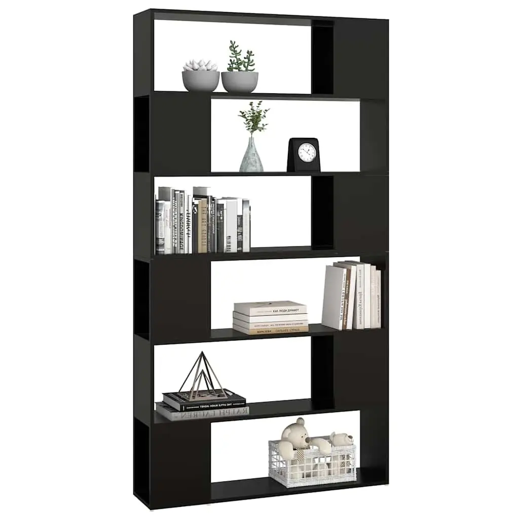 Black Book Cabinet Room Divider Shelving Unit Storage Organizer 100x24x188cm