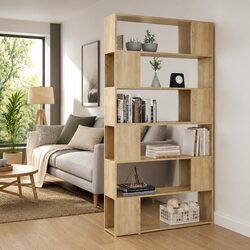 Book Cabinet Room Divider Shelving Unit Storage Organizer Brown Standing