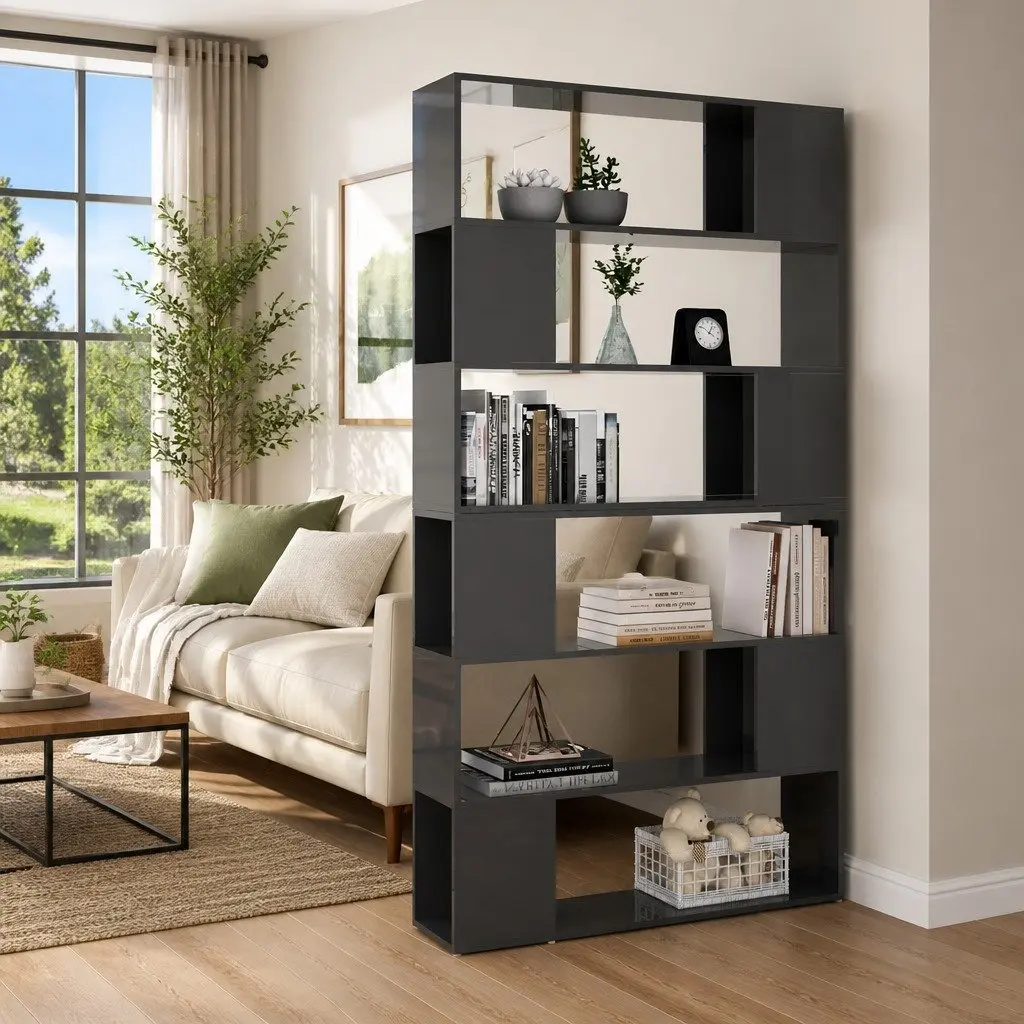 High Gloss Grey Book Cabinet