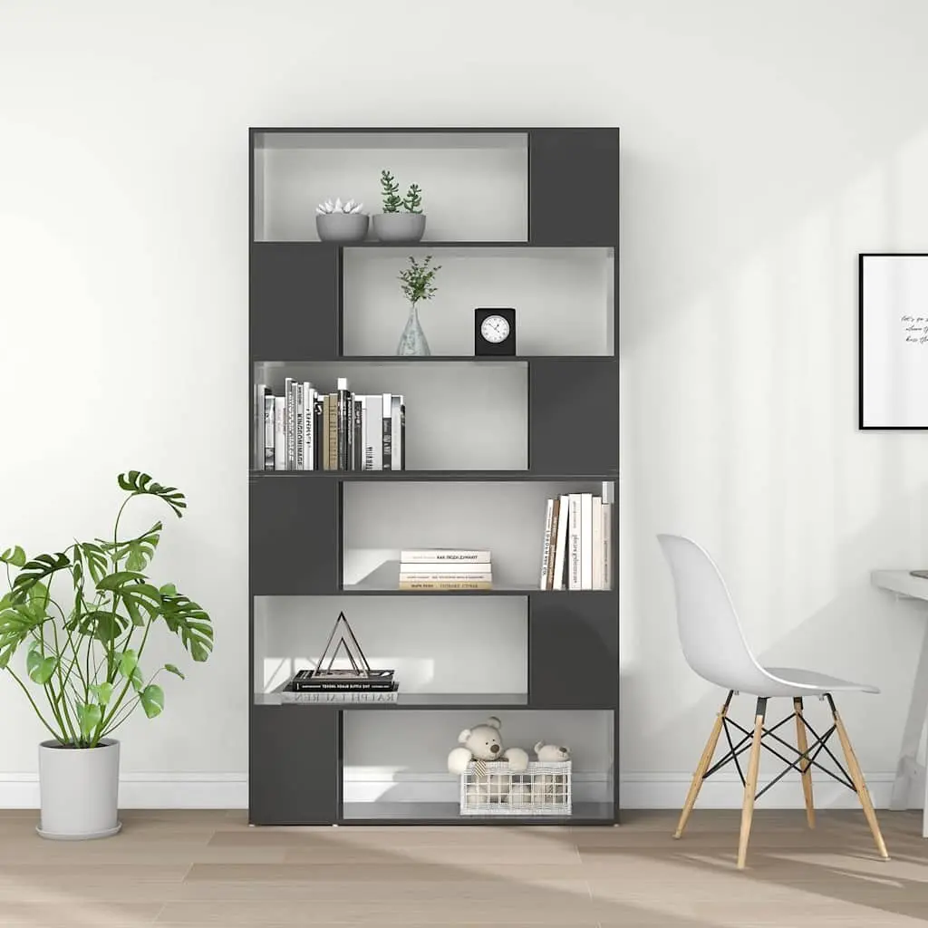 High Gloss Grey Book Cabinet