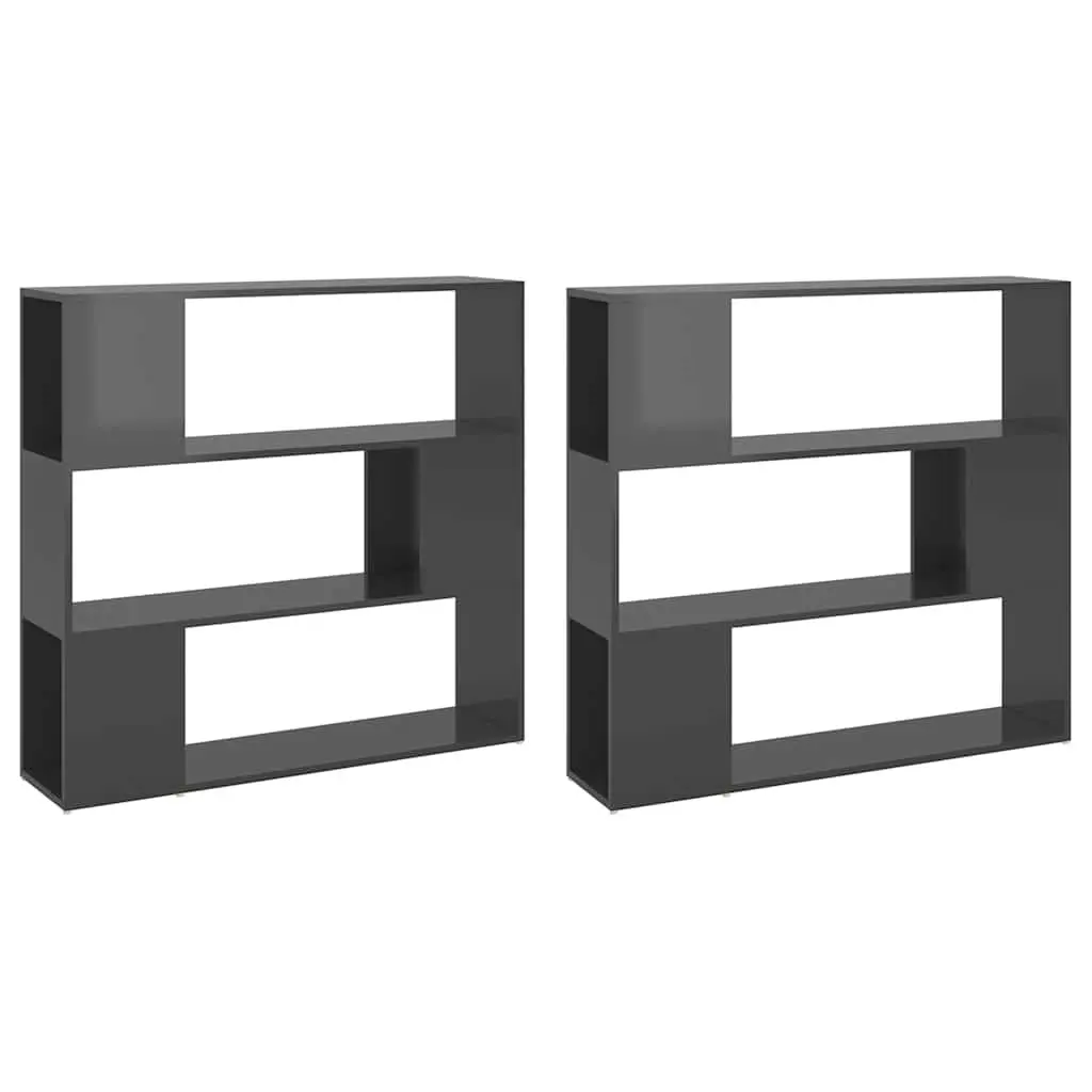 High Gloss Grey Book Cabinet