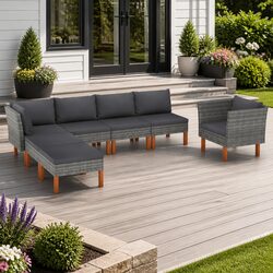 Cozy 7-Piece Outdoor Lounge Set with Grey Rattan Design