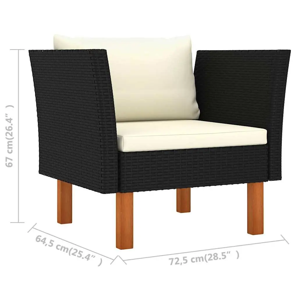 9 Piece Garden Lounge Set Outdoor Sofa PE Rattan Steel Frame Eucalyptus Wood