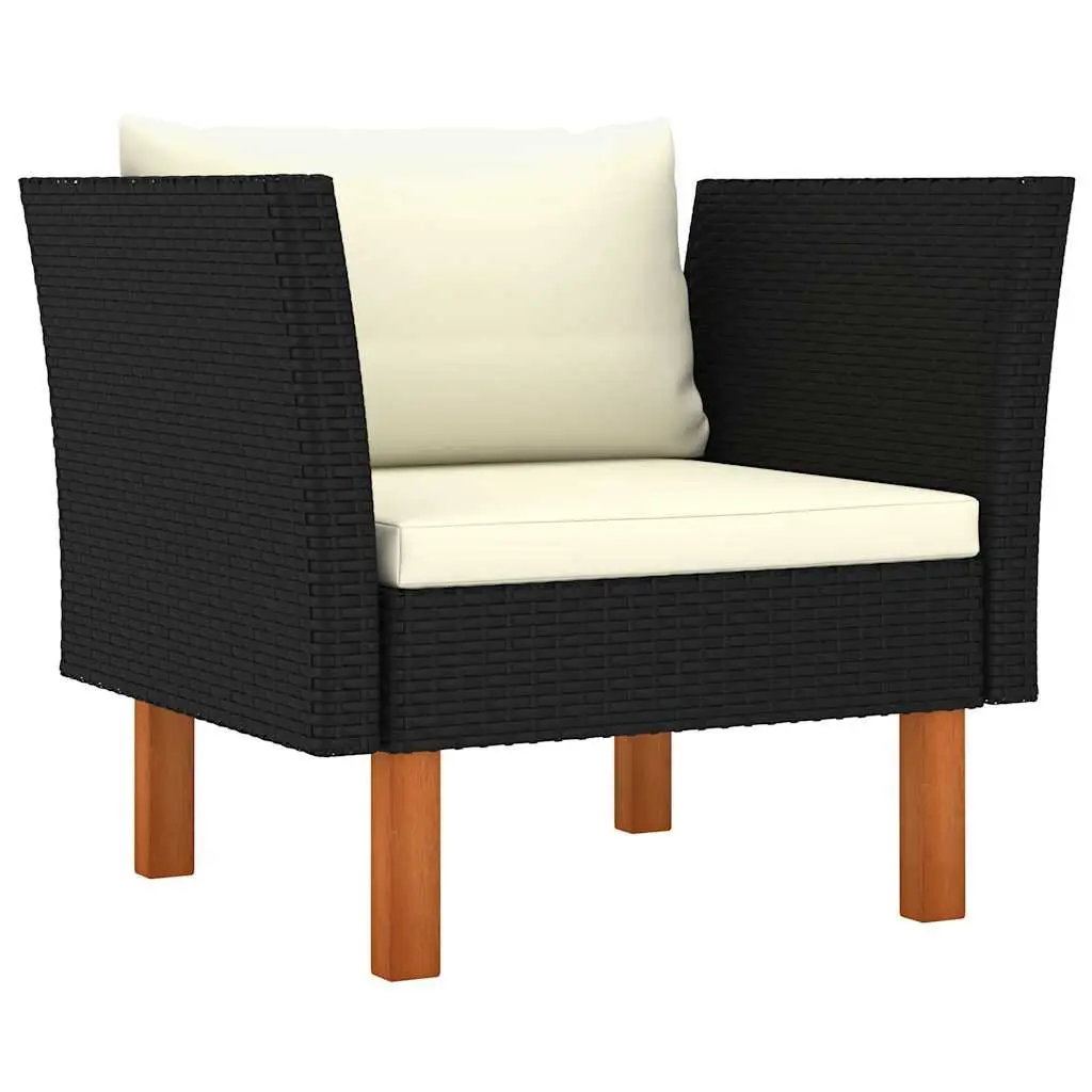 Garden Lounge Set 10 Piece Outdoor Furniture Poly Rattan Eucalyptus Wood Black