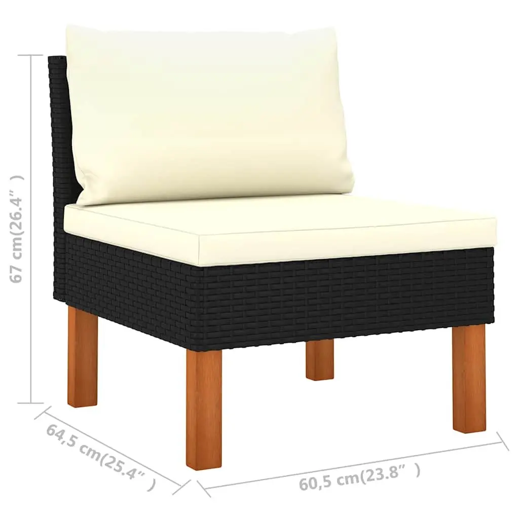 Garden Lounge Set 10 Piece Outdoor Furniture Poly Rattan Eucalyptus Wood Black