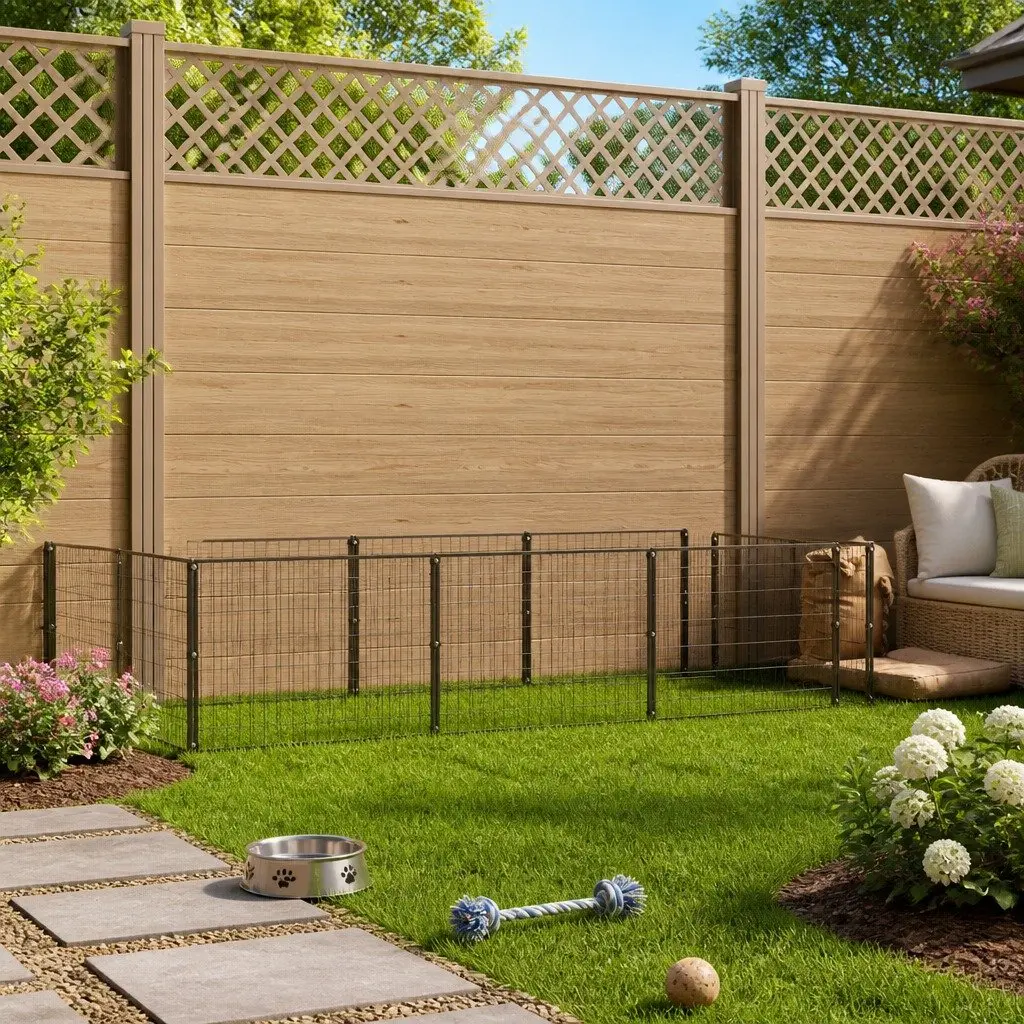 Dog Kennel Outdoor Steel Wire Mesh 3m² Black Exercise Run Cage