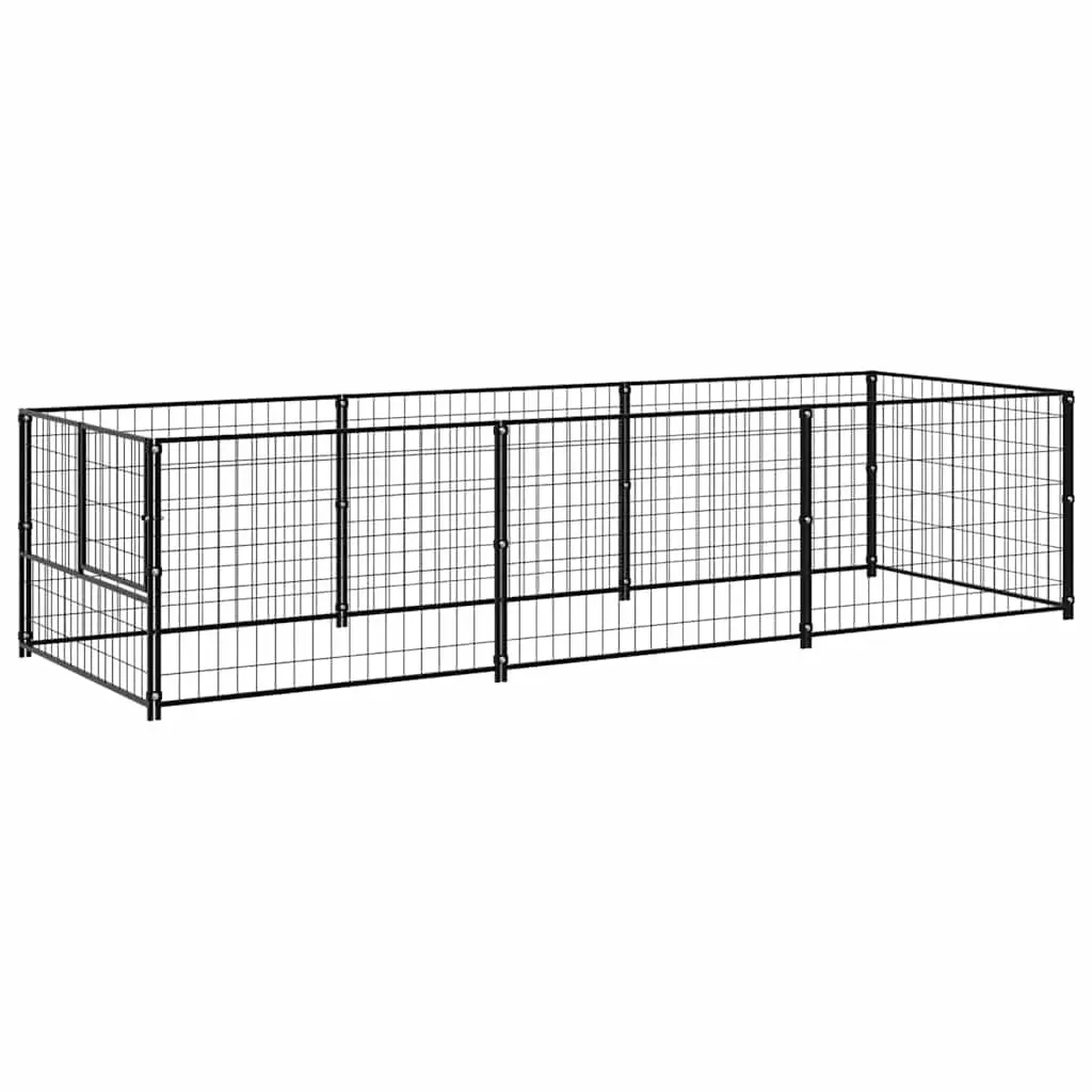 Dog Kennel Outdoor Steel Wire Mesh 3m² Black Exercise Run Cage