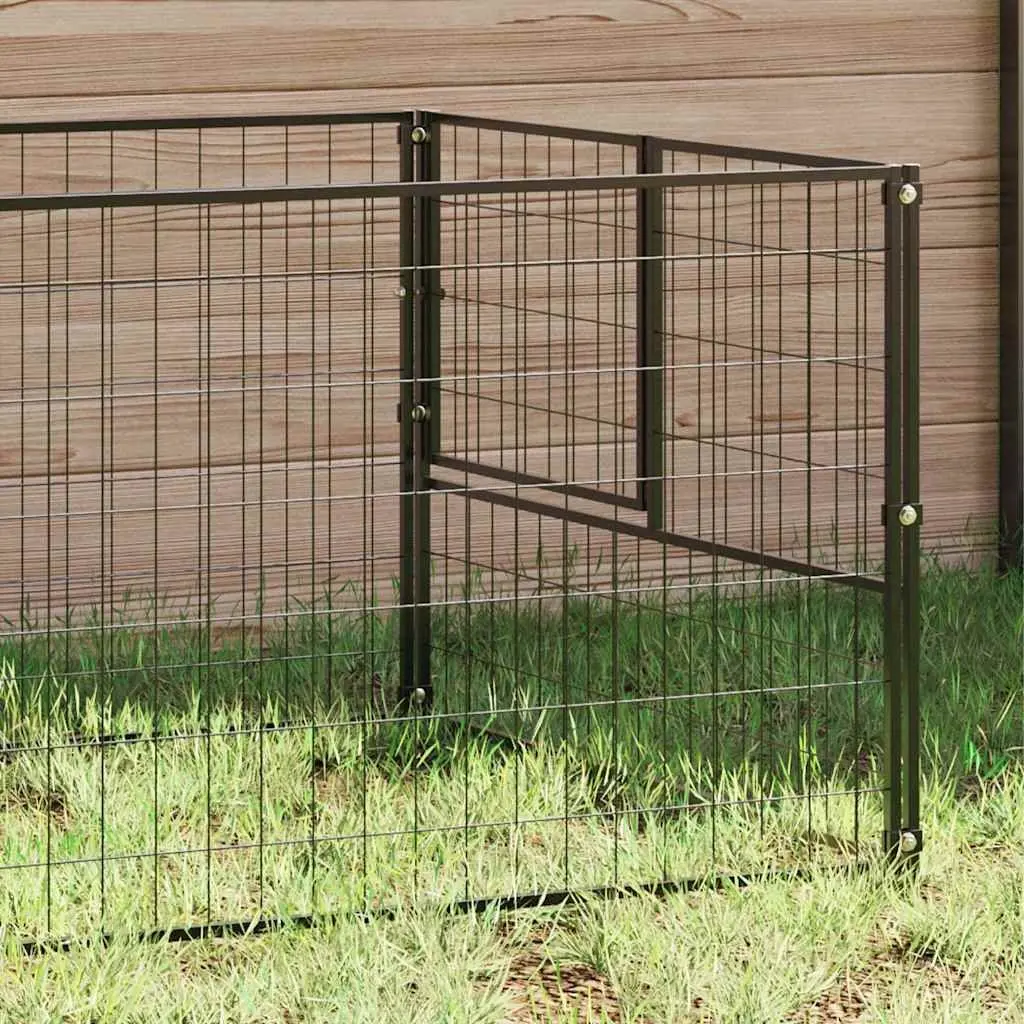 Dog Kennel Outdoor Steel Wire Mesh 3m² Black Exercise Run Cage