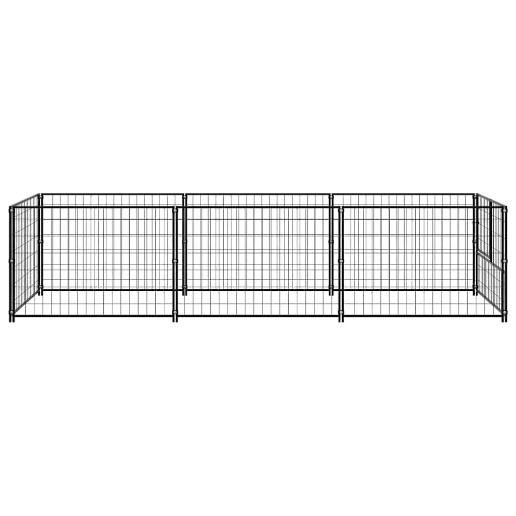 Dog Kennel Outdoor Steel Wire Mesh 3m² Black Exercise Run Cage
