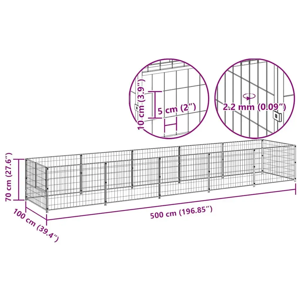 Dog Kennel Outdoor Enclosure Steel Wire Mesh 5 m²