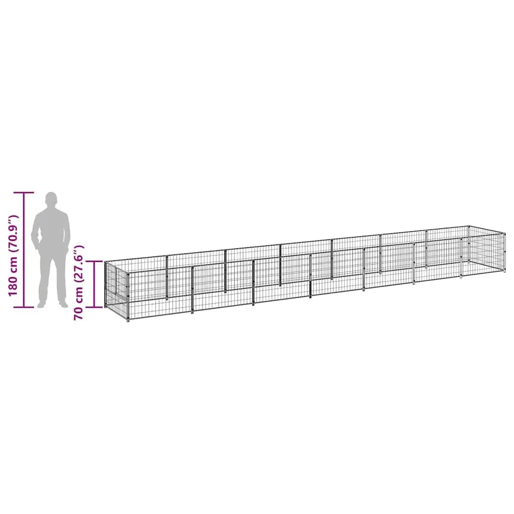 Dog Kennel Outdoor Steel Wire Mesh 7m² Play Area Lockable Door