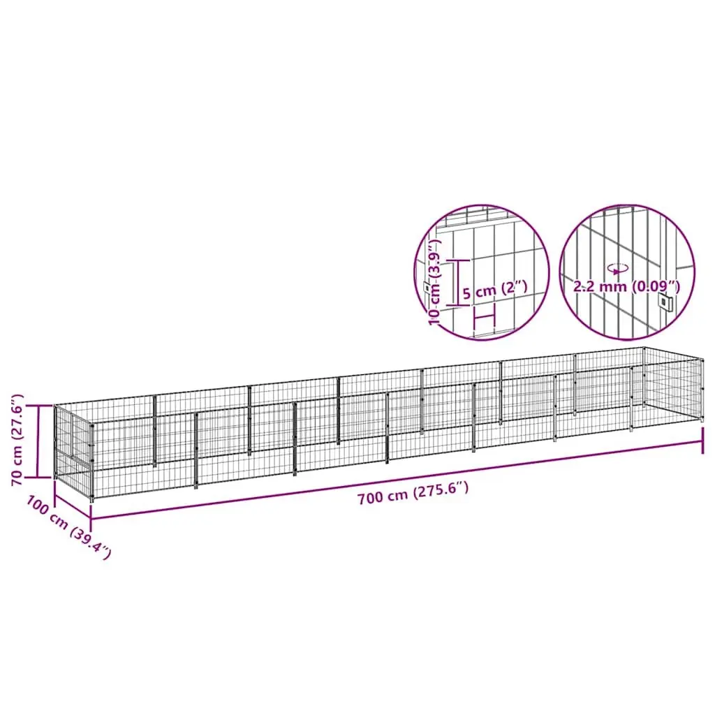 Dog Kennel Run Outdoor Pet Enclosure Steel Wire Mesh 7 m²