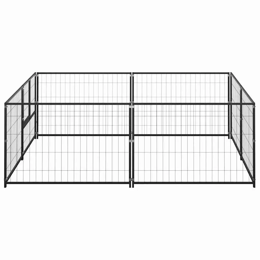 Outdoor Dog Kennel Black Steel Wire Mesh Enclosure 4m² Durable Play Area