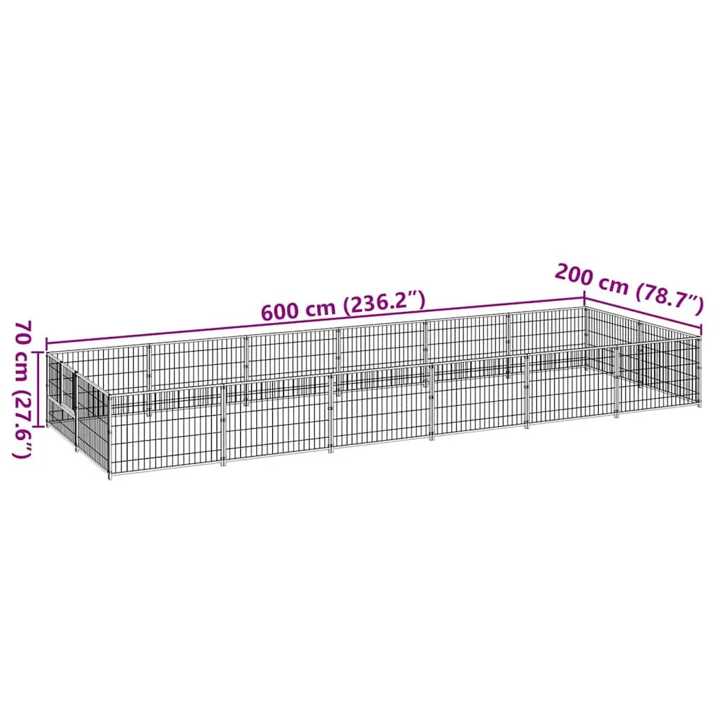 Outdoor Steel Dog Enclosure Spacious Black 12m² Secure Play Pen