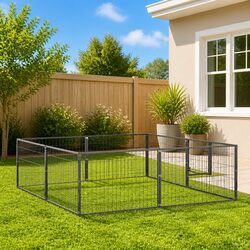 Dog Kennel 4 m² Outdoor Pet Enclosure Steel Wire Mesh Run Secure Lockable Latch