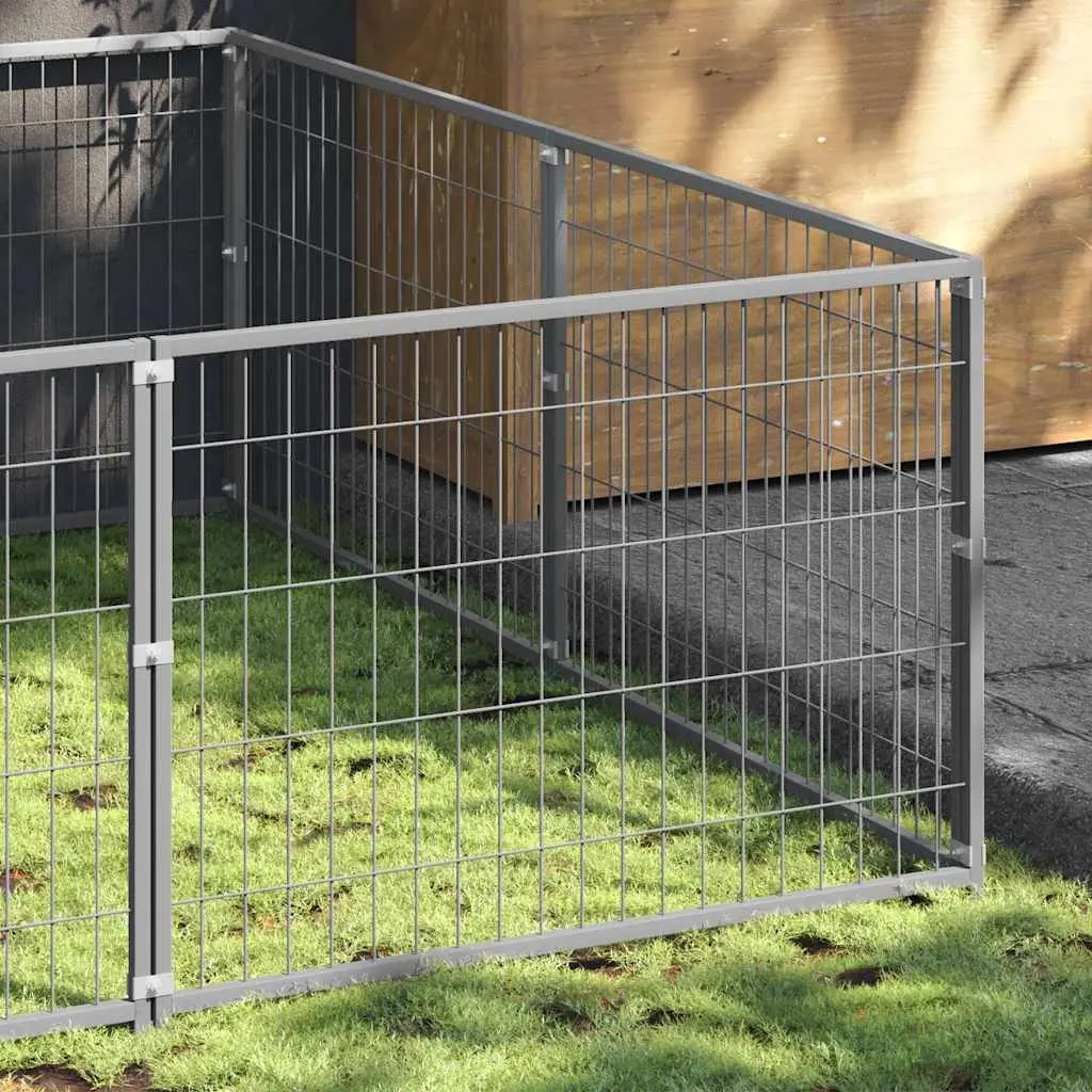 Dog Kennel Secure Lockable Latch 4 m² Steel Wire Mesh Outdoor Pet Enclosure