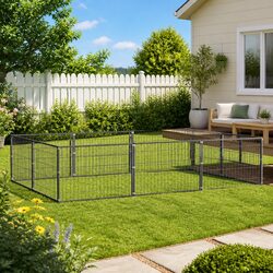 Dog Kennel 6m² Outdoor Pet Enclosure Steel Wire Mesh Run Lockable Door