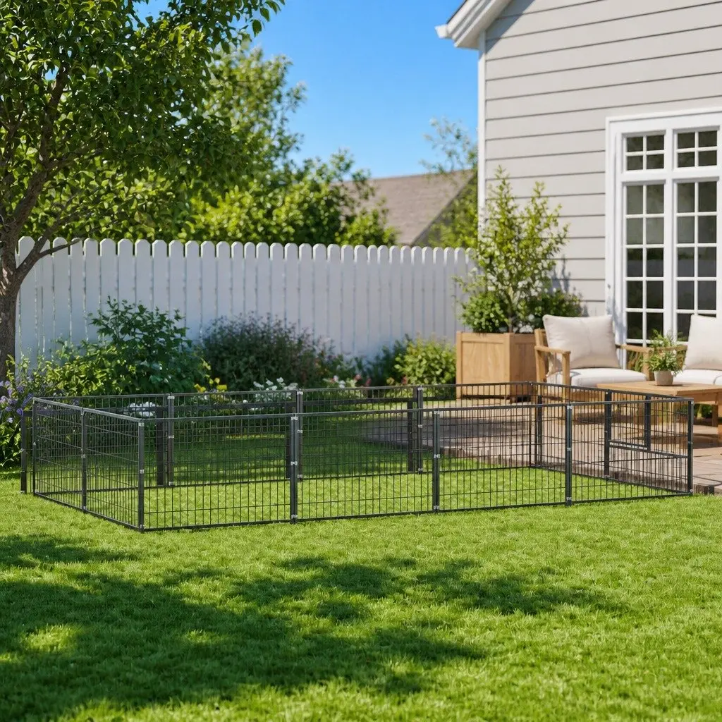 Dog Kennel Steel Wire Mesh Outdoor Enclosure 8 m²