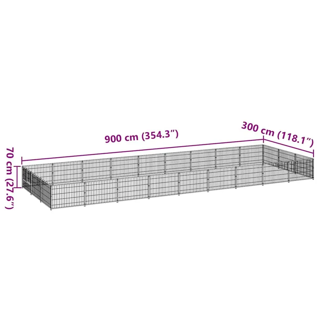Dog Kennel Outdoor Play Enclosure 27 m² Steel Wire Mesh Pet Run Exercise Cage