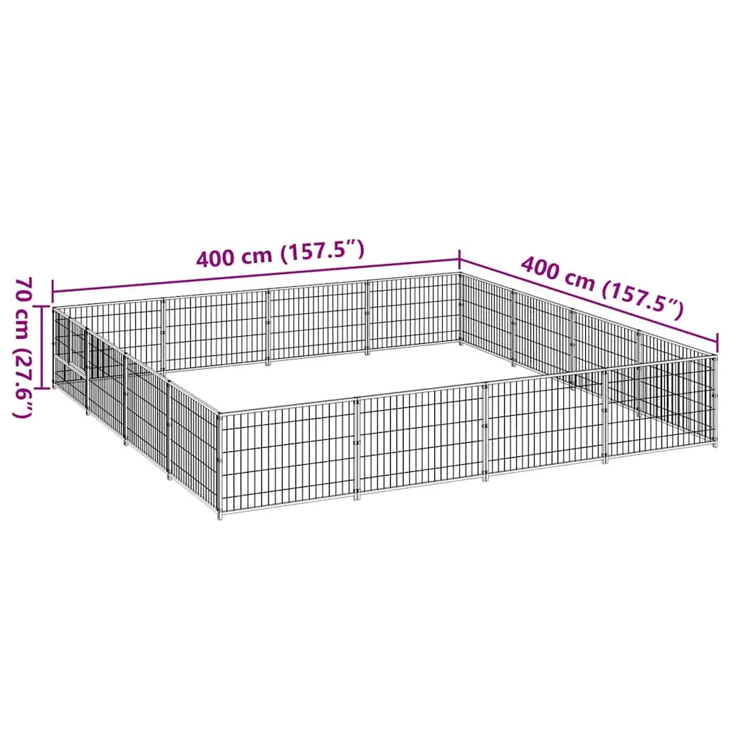 Dog Kennel 16 m² Outdoor Pet Enclosure Steel Wire Mesh Run Exercise Space