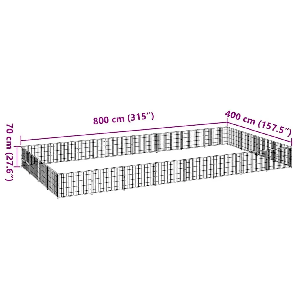 Dog Kennel Outdoor Steel Wire Mesh 32m² Exercise Pen