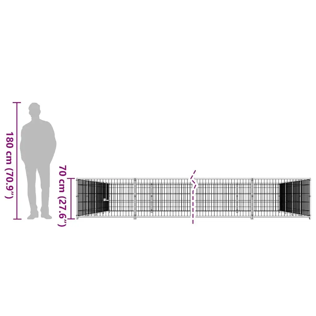 Dog Kennel Outdoor Steel Wire Mesh 32m² Exercise Pen
