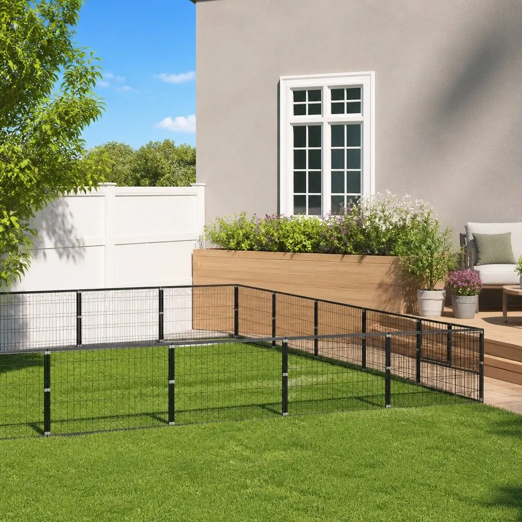 Dog Kennel Outdoor Steel Wire Mesh Enclosure Large Exercise Play Pen
