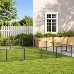 Dog Kennel Outdoor Cage 25 m² Silver Steel Wire Mesh Enclosure Run Pen