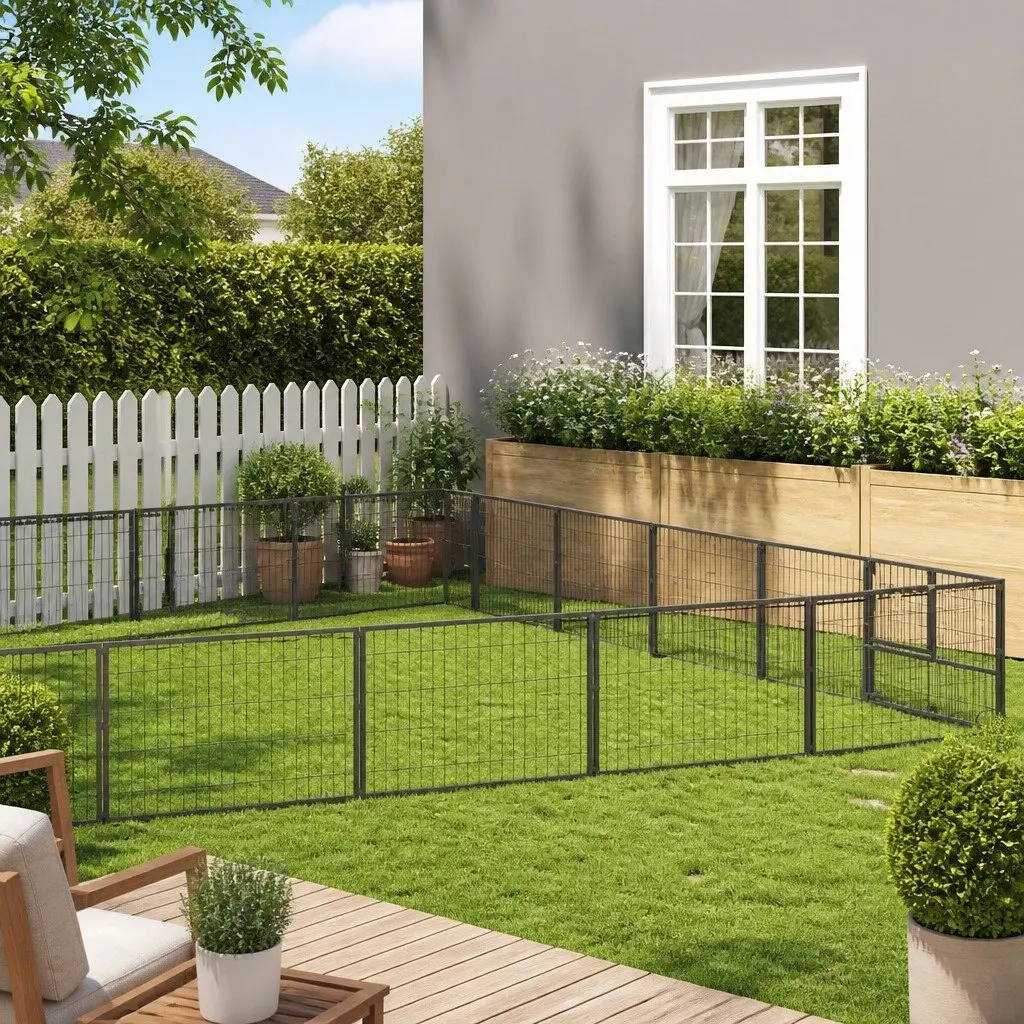 Dog Kennel Outdoor Steel Wire Mesh Ventilation Lockable Door Large